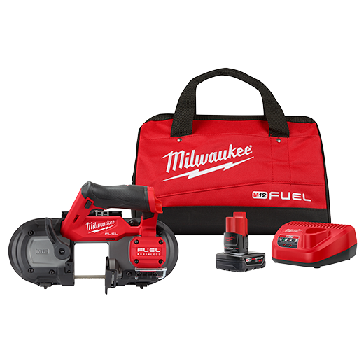 The Milwaukee M12 2529-21XC is a cordless compact band saw kit that features a powerful M12 FUEL motor, cutting capacity of 3-5/8 inches in round and 4-3/4 inches in rectangular materials, and a comfortable ergonomic grip along with a battery, charger and a carrying case.